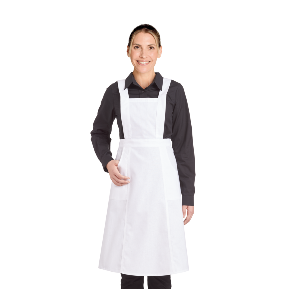 LEIBER Schwesternschürze Damen 01/21 – weiß (Am Modell)