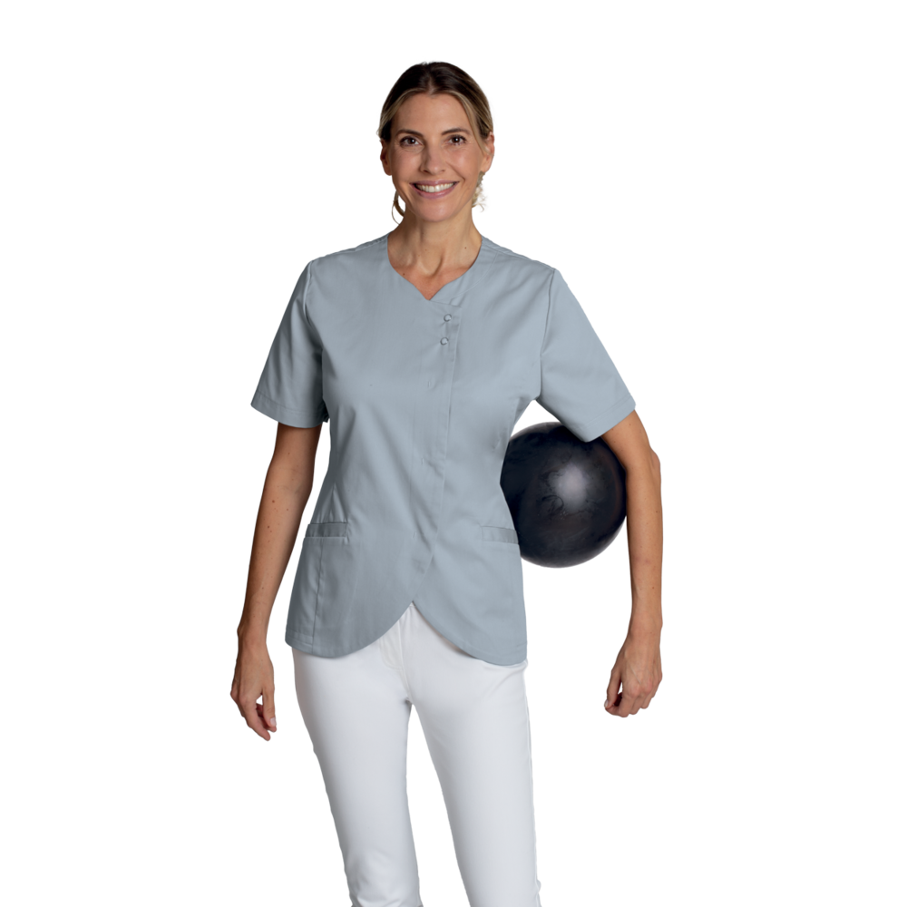 LEIBER Kasack Damen 08/2686 – silbergrau (Am Modell)