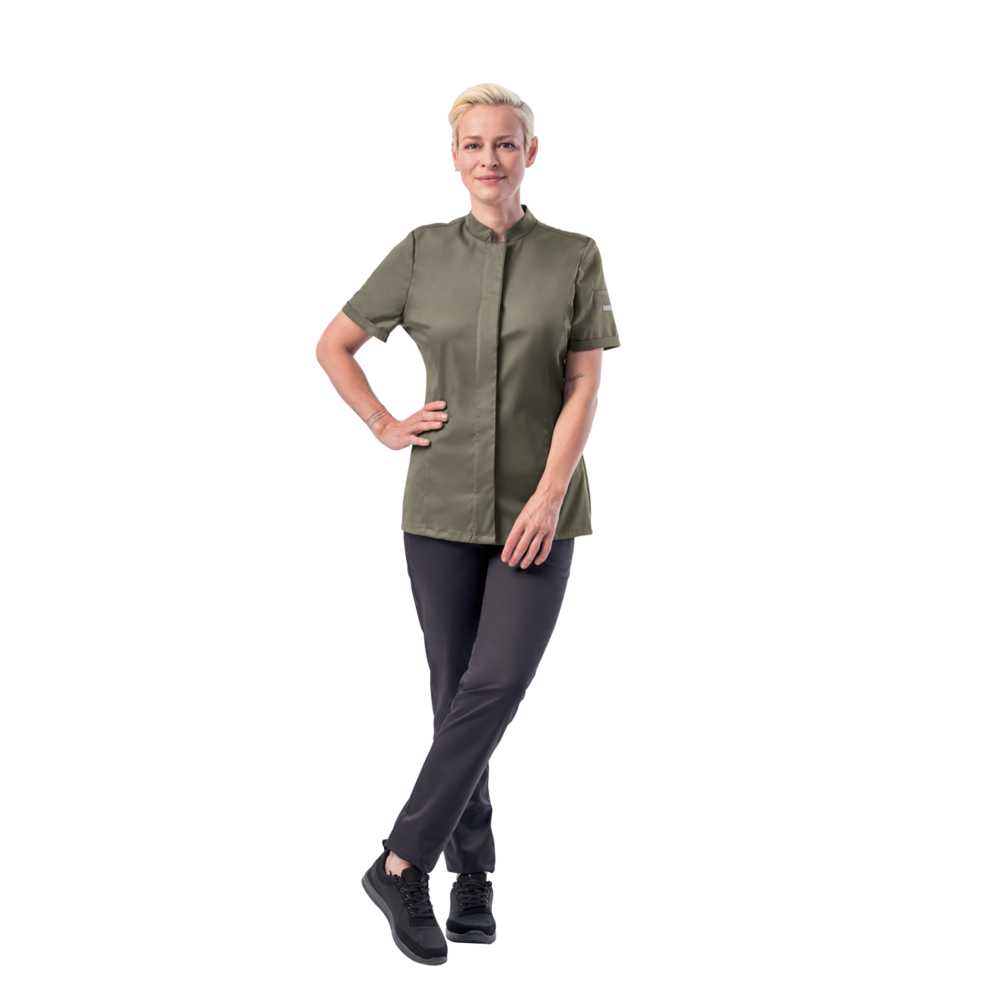 LEIBER Kochhemd Damen 08/1376 – oliv (Am Modell)