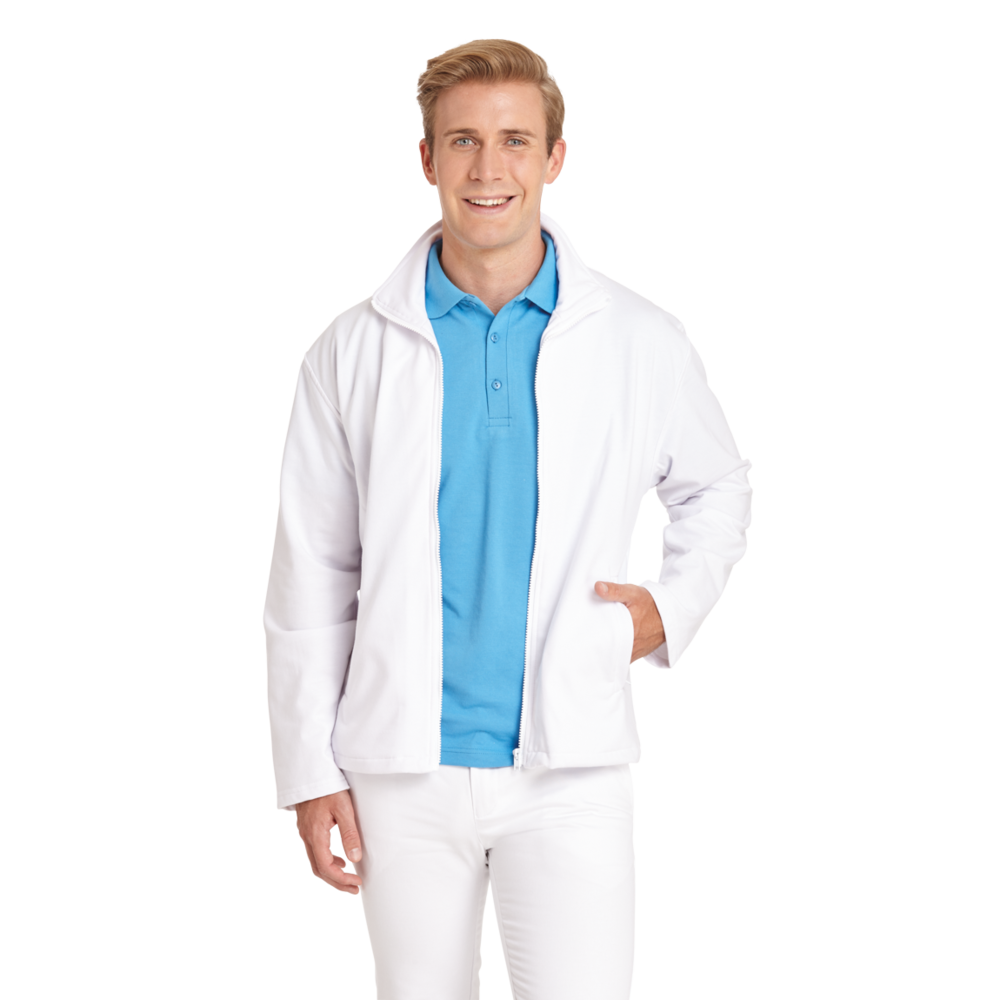 LEIBER Sweatjacke Herren 12/1095 – weiß (Am Modell)