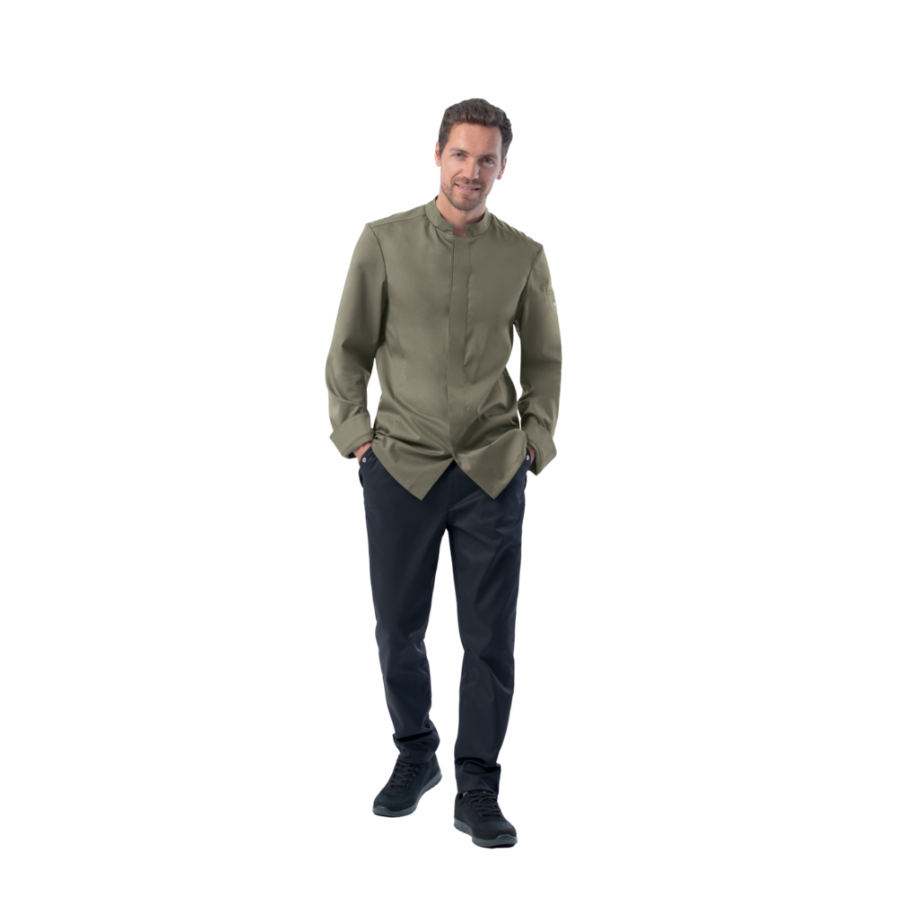 LEIBER Kochhemd Herren 12/1381 – oliv (Am Modell)