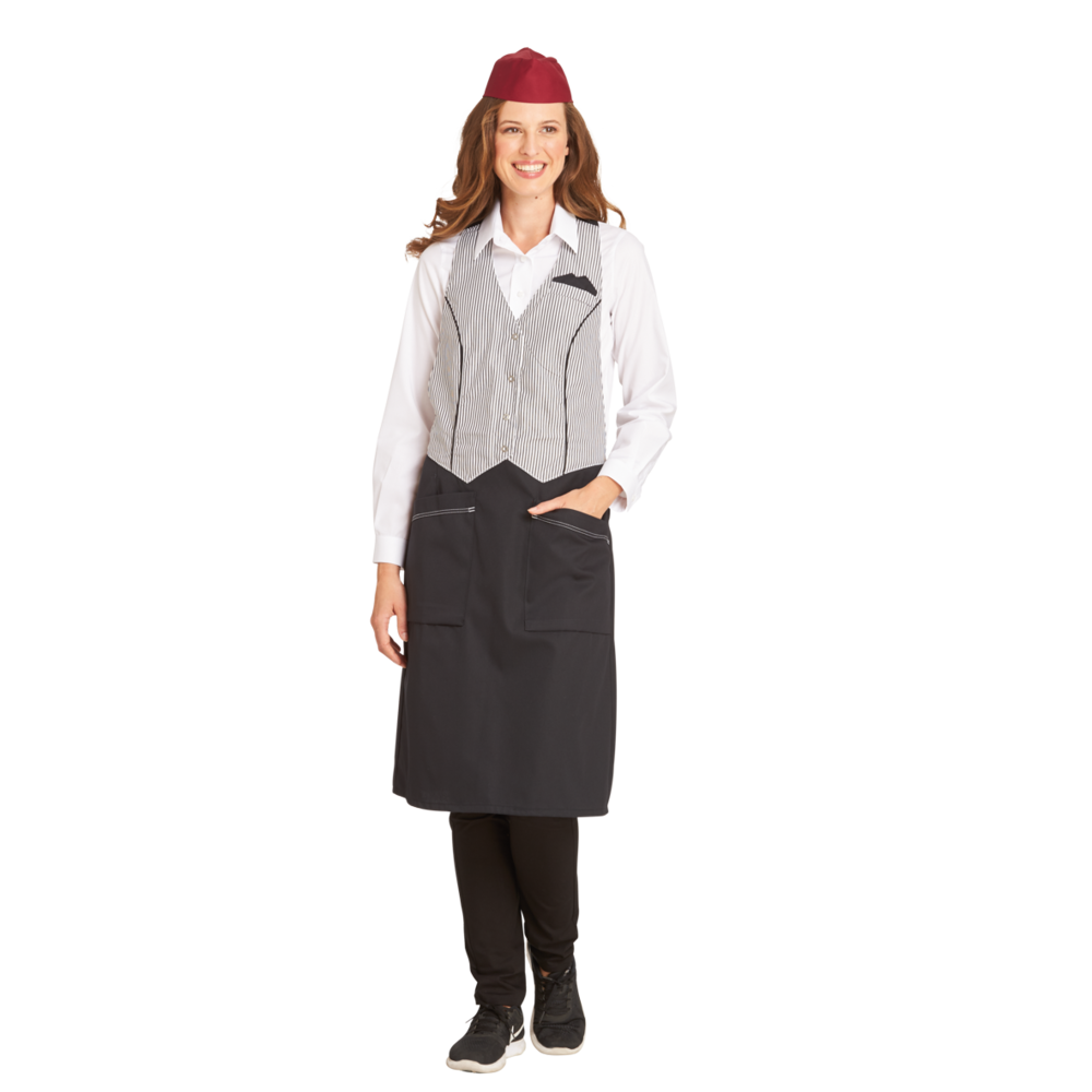 LEIBER Latzschürze Damen 100/2465 – schwarz/weiß (Am Modell)