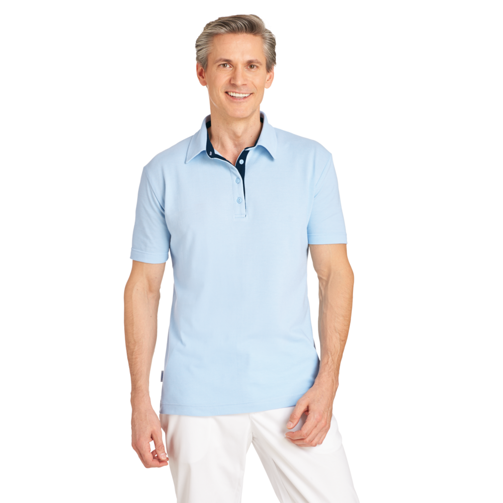 LEIBER Poloshirt 08/2637 – hellblau/marine (Am Modell)