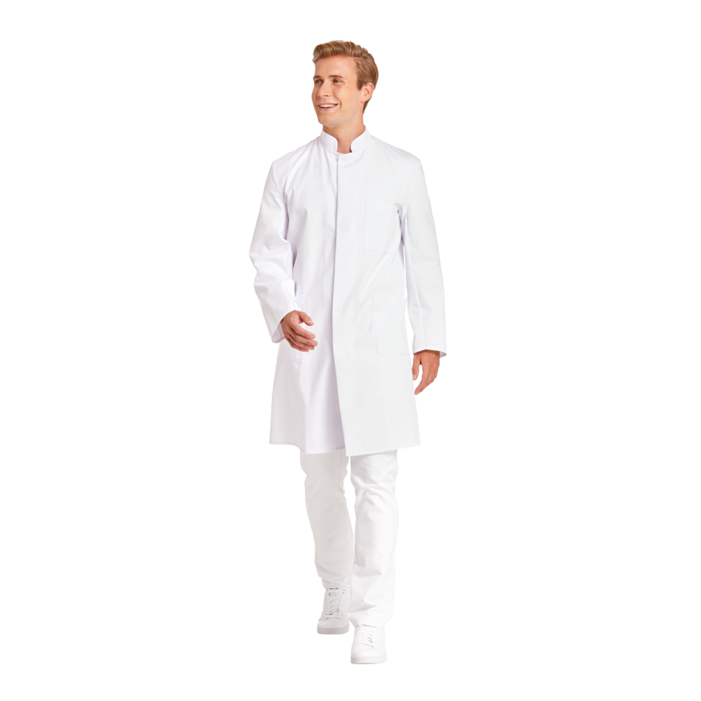 LEIBER Mantel Herren 12/9920 – weiß (Am Modell)