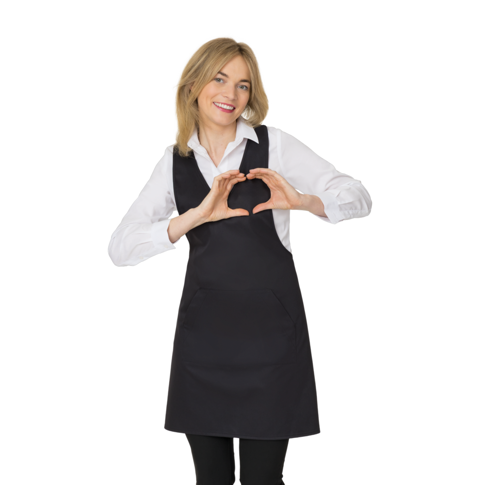 LEIBER Latzschürze Damen 11/2079 – schwarz (Am Modell)