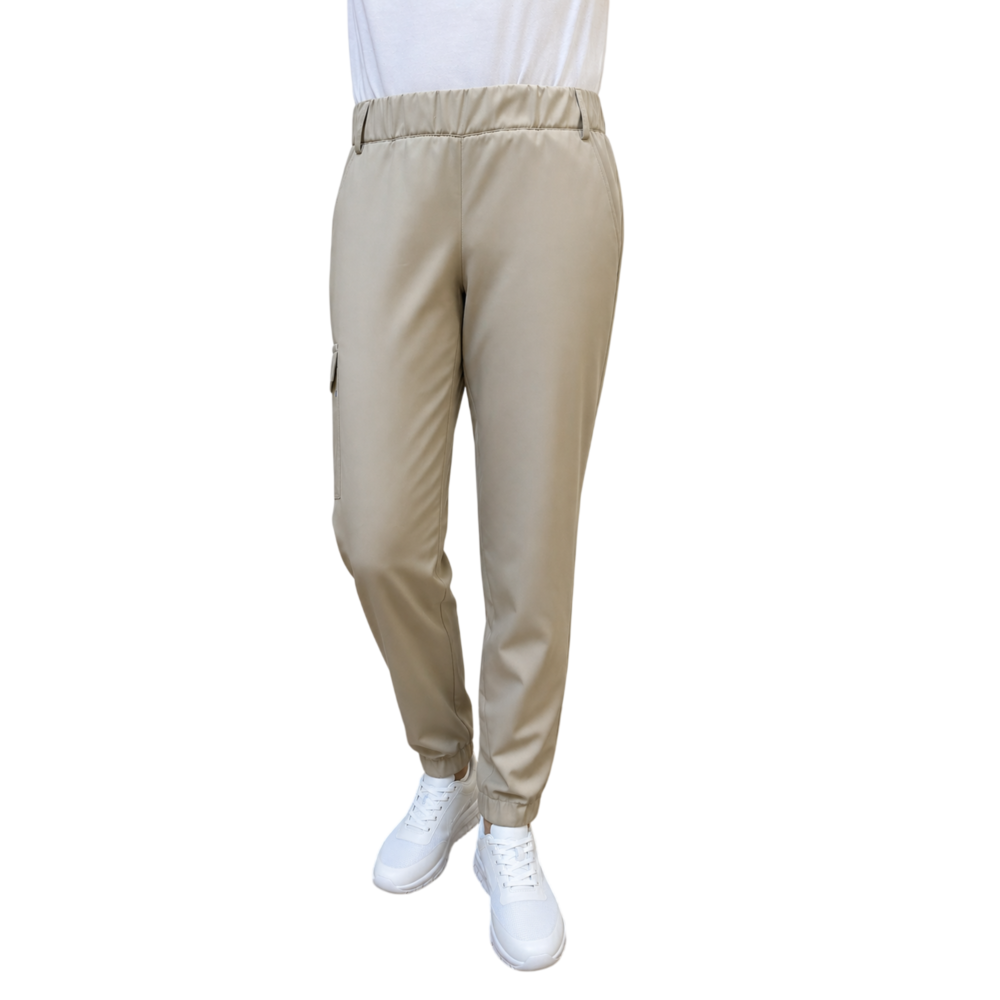 LEIBER Schlupfhose Damen 08/6600 – beige/marine (Am Modell)