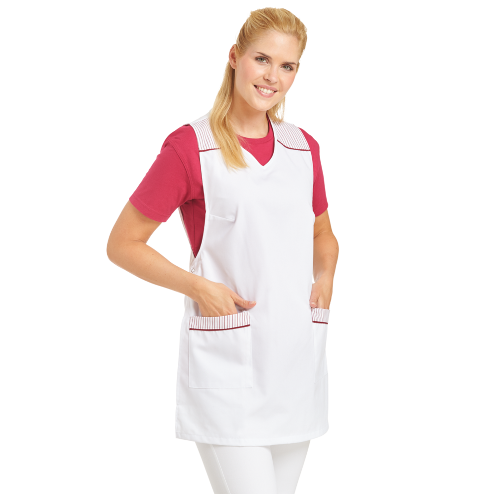 LEIBER Überwurfschürze Damen 08/1229 – weiß (Am Modell)